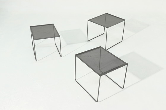 Image 1 of Postmodern Perforated Steel Nesting Tables 1980s
