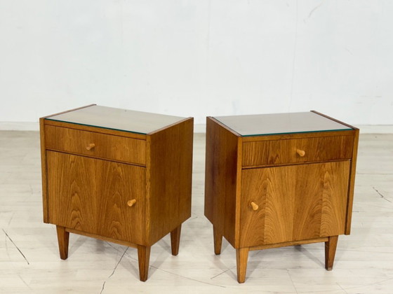 Image 1 of 2x Very beautiful vintage bedside tables / nightstands / side tables Mid-Century