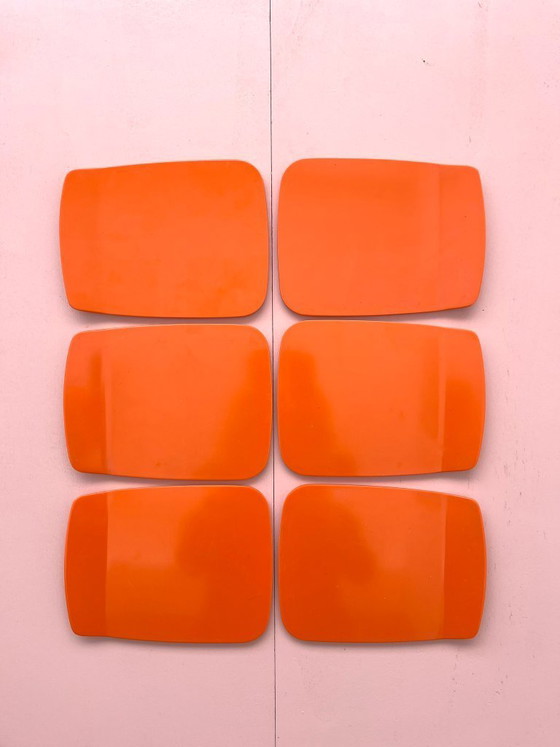 Image 1 of Rosti Mepal plates, 6x orange midcentury vintage boards, 70s postmodern, Denmark dinnerware