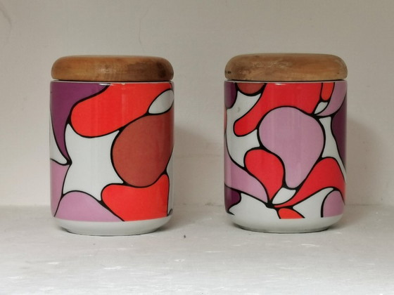Pop Art Kitchen Canisters Franco Pozzi, Italy 60s set of 4, Pucci attributed (photo 2 of 7)