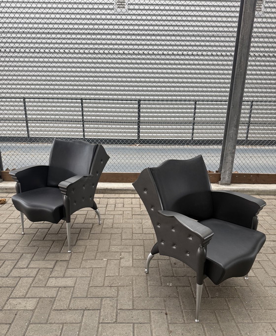 Image 1 of 2x poltrone lounge Bořek Šípek Maletak per Maletti, anni '90