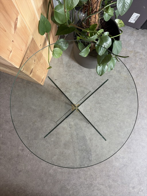 Vintage glass design table – Leon Rosen / Pace Collection style – bijzettafels, Brass (photo 2 of 7)