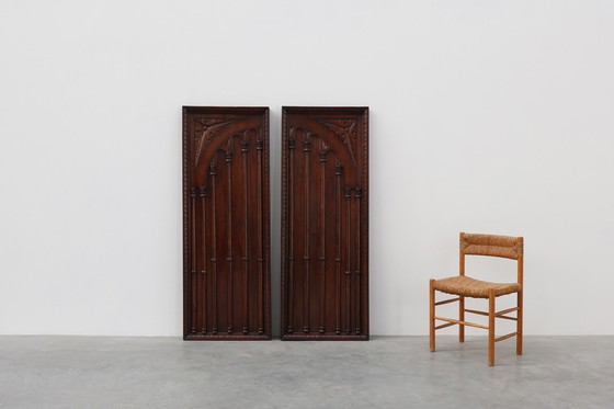 Image 1 of Grandes paneles de pared de roble portugués tallado, años 1850, lote de 2