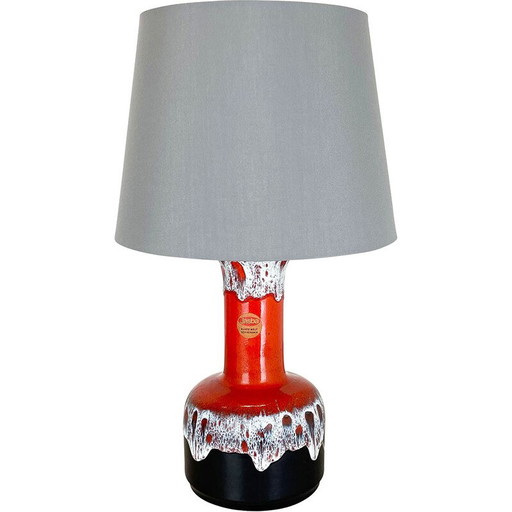 Vintage colorful fat lava pottery table lamp by Jasba Ceramics, Germany 1970s