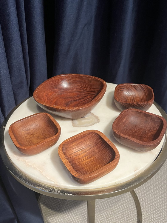 Image 1 of Vintage Teak jaren ‘60 Mid-Century Modern saladeset / borrelset