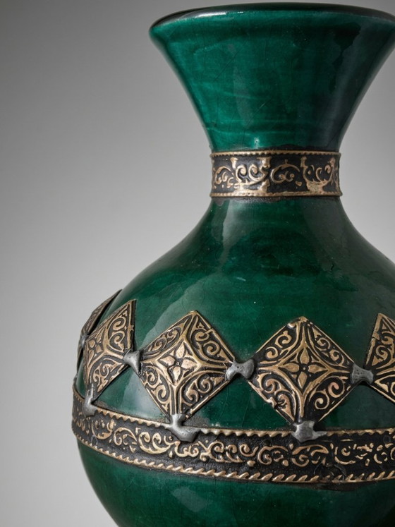 Vaso marocchino in ceramica verde e metallo – 15 cm – Vasi (photo 4 of 6)