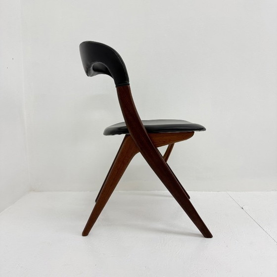 Sedia da pranzo vintage di Louis van Teeffelen, anni '60, Sedie da pranzo, Legno, Pelle, Marrone (foto 10 di 14)