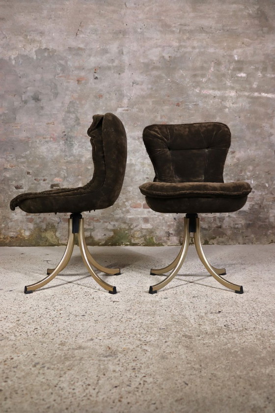 Image 1 of 2 fluwelen draaistoelen van Gastone Rinaldi voor Rima