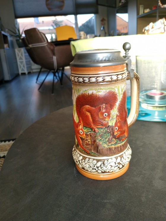 Image 1 of 3 vecchi barattoli di birra originali, due con coperchio originale, l'ultimo è Rüde daheim/RHSpossed Gasse.