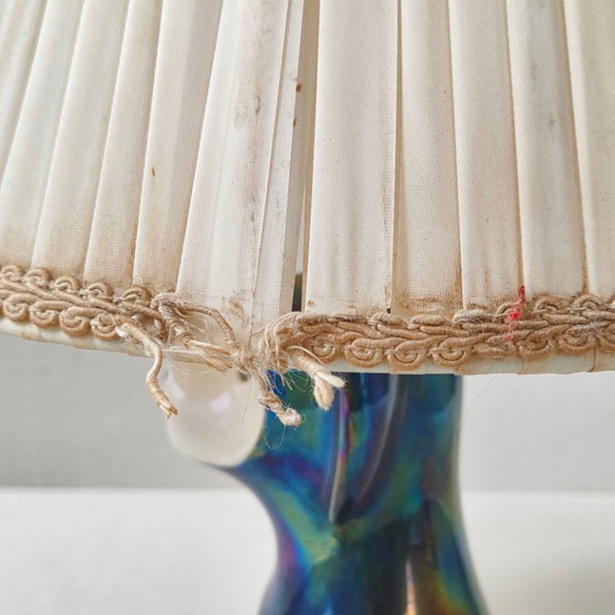 Image 1 of Vintage 1960s Iridescent Ceramic Dog Lamp by Maison Verceram