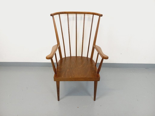 Vintage Baumann wooden armchair, Fan model, from the 60s