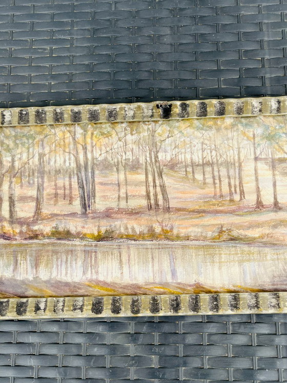Image 1 of Belgian watercolor, Pond in the forest near Chevetogne, signed J. Dupont