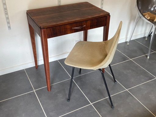 Vintage 1950s rosewood veneer side table/desk with one drawer