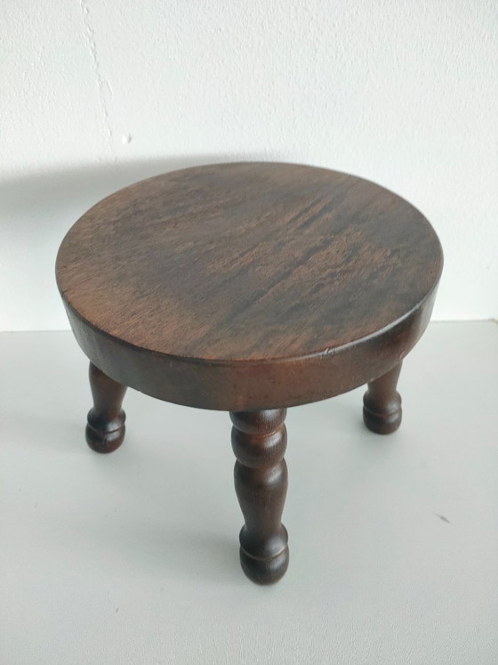 Robuster Kaminhocker oder Pflanzentisch Hocker, Holz, Braun (Foto 3 von 6)
