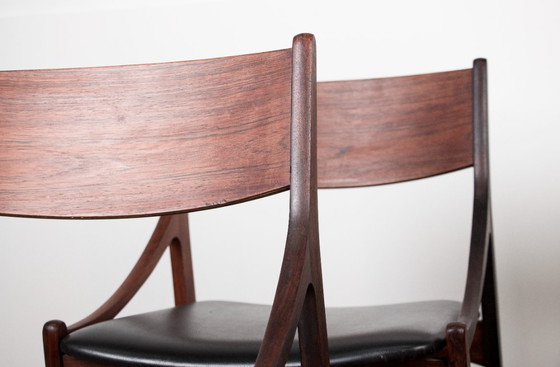 Image 1 of Set of 4 Danish chairs in rosewood and skai by Vestervig Eriksen 1960.