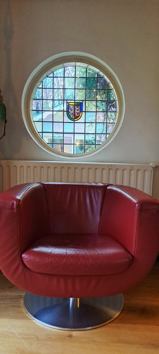 Koinor Design Drehsessel, Perlmuttleder, bordeauxrot (2 Stück)