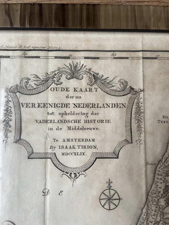 Image 1 of Isaak Tirion - 2 cartes encadrées du Moyen Âge et des Pays-Bas unis du XVIe siècle