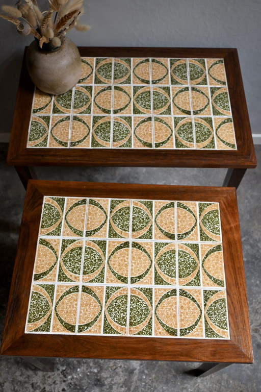 Set van 2 Deens Design Nesttafels Mimiset met Tegeltableau ingelegd