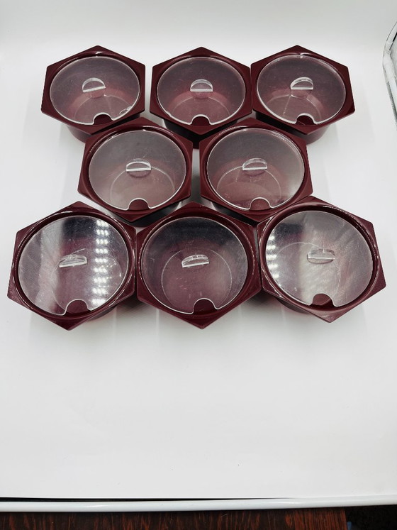 Image 1 of Set of 8 vintage Dupont Belgium hexagonal pots