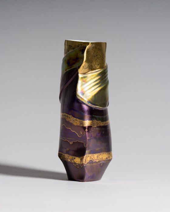 Image 1 of Porcelain Vase Duo by Johan van Loon × Helmut Drexler for Rosenthal Studio Linie Hand-painted Eosin-glazed 