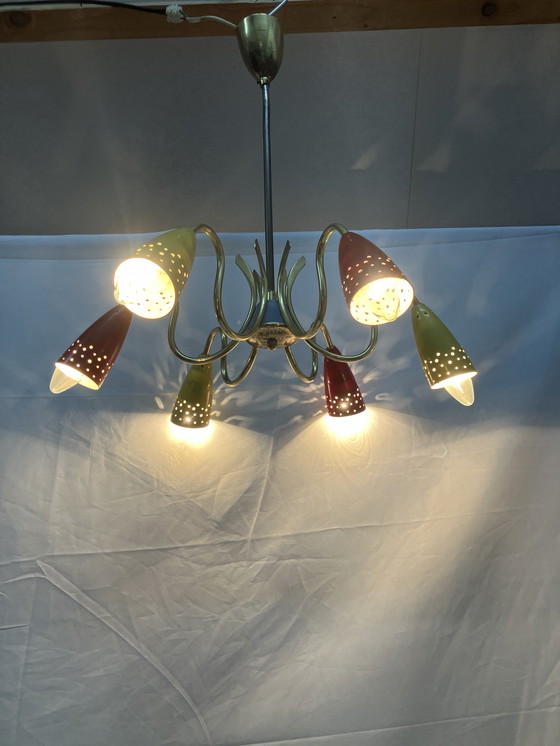 Image 1 of Vintage spider sputnik space age 50s ceiling lamp.