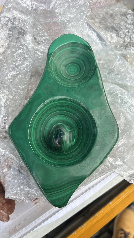 Image 1 of Schmucktablett und Eier aus Malachit