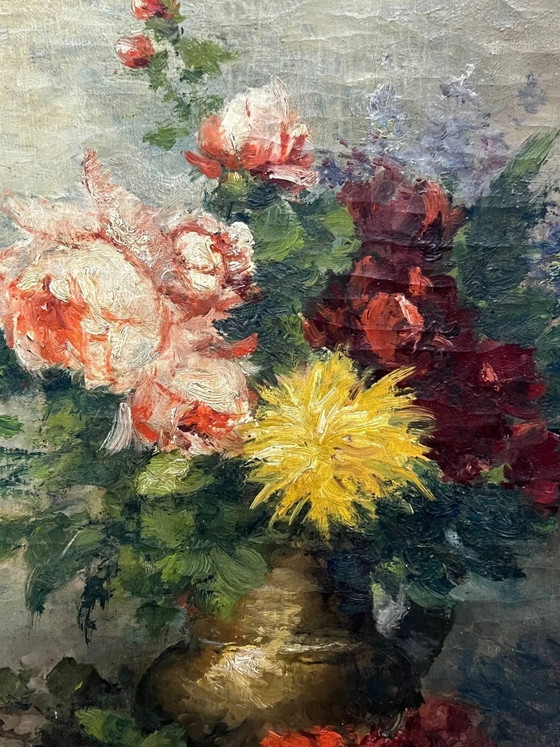 Julien Delvigne (1878-1947), "Natura morta con fiori.", Dipinti e disegni, Tela (foto 3 di 9)