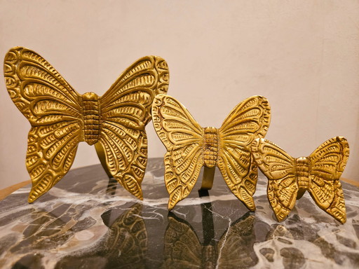 Golden Brass Butterfly Sculptures – Set of 3 | Vintage Home Decoration by Saraya Abden