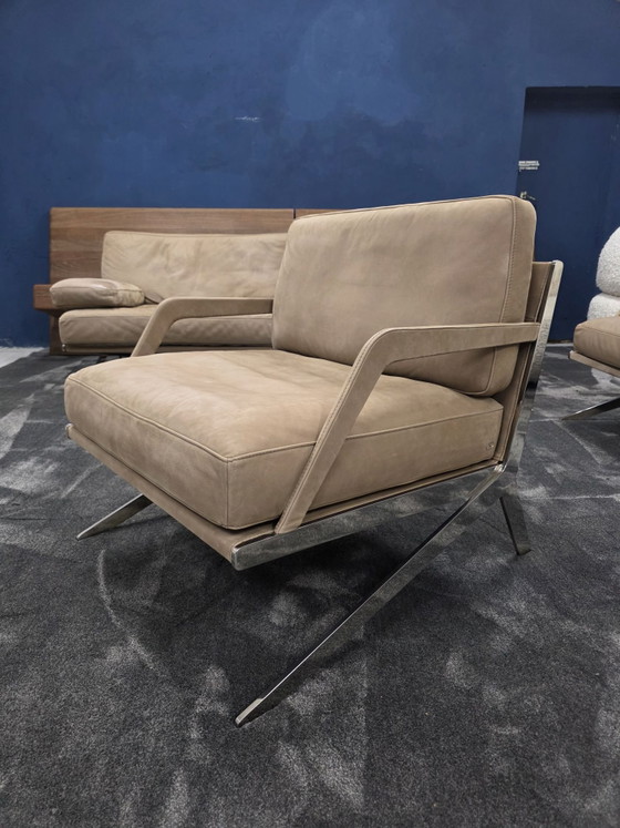 De Sede DS-60 sofa + 2 armchairs Naturale leather, 3-5 seaters, polished steel, Chrome, Beige (photo 2 of 6)