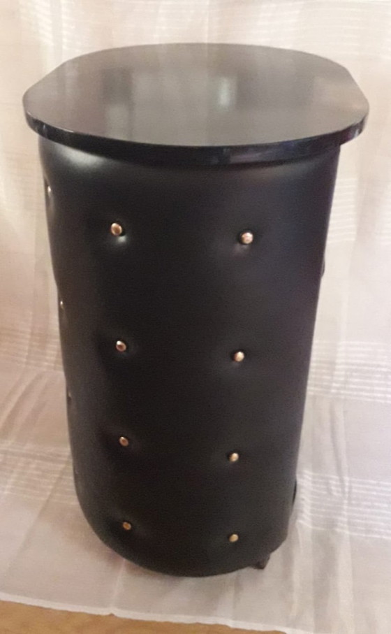 Image 1 of Faux Leather & Brass Dry Bar, France Mid 20th Century