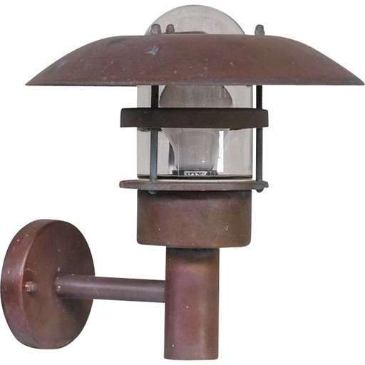 Deense vintage koper en glas gepatineerde wandlampen, jaren 1990