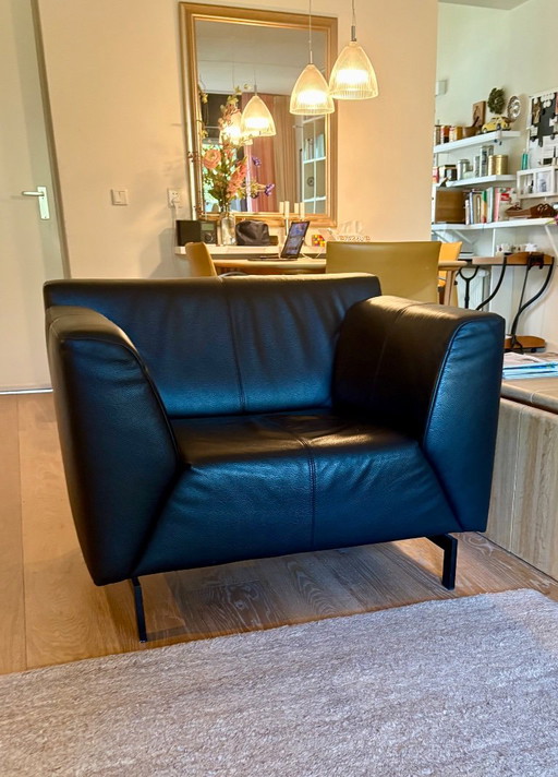 Fauteuil Rolf Benz Linea. Cuir noir – Leather, Metal