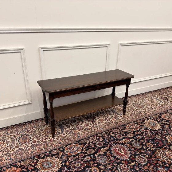Tavolo da drappeggio francese antico del 19° secolo, Tavolini, Legno, Marrone, Chesterfield (foto 11 di 11)