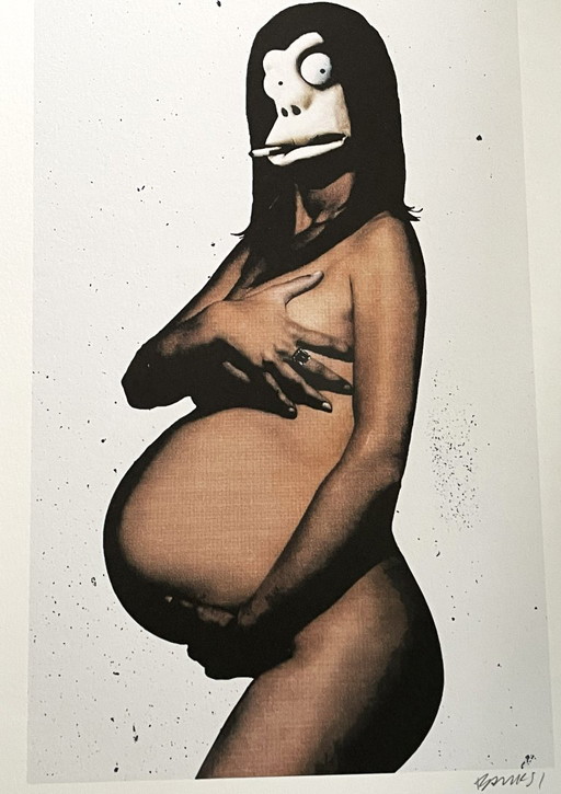 Banksy (1974) - Danger Monkey Pregnant - Barely Legal – lithos zeefdrukken, Paper (photo 2 of 6)