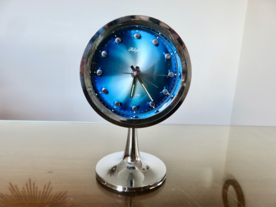 RHYTHM alarm clock Japan, tulip base, 1970, pop, space age, Decorative Objects, Plastic, Blue (photo 4 of 13)