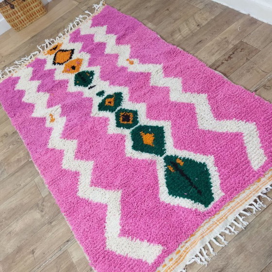 Image 1 of Pink Moroccan Berber Rug – Colorful Handmade Berber Carpet | 215 × 130 cm