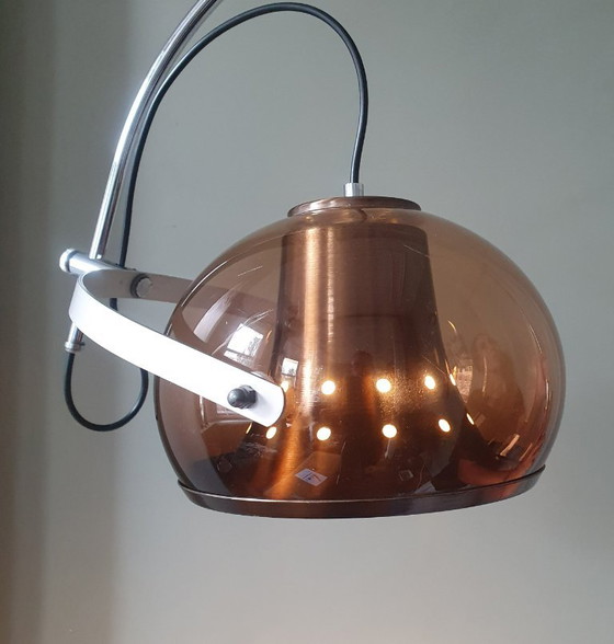 Vintage Dijkstra adjustable wall light, Space Age arc lamp, Dijkstra Lampen, Chrome, Metal, Brown (photo 7 of 15)
