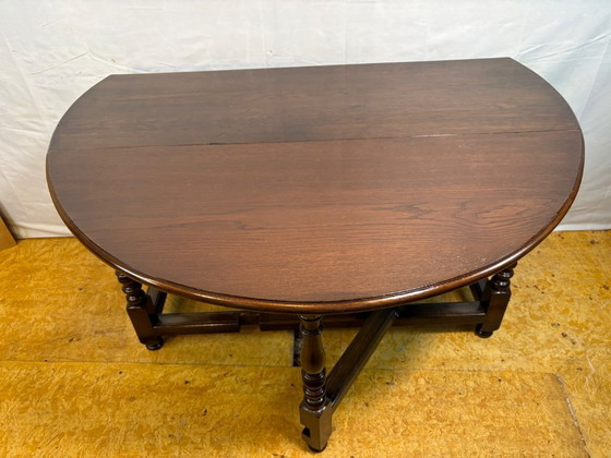 Image 1 of Jacobean Revival massief eiken klaptafel met neerklapbaar blad (circa 1900)