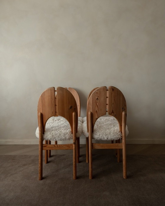 Image 1 of Vintage Danish Pine Dining Chairs (Set of 4) | Niels Koefoed Style | Rustic Scandinavian Modern | 1970s–80s