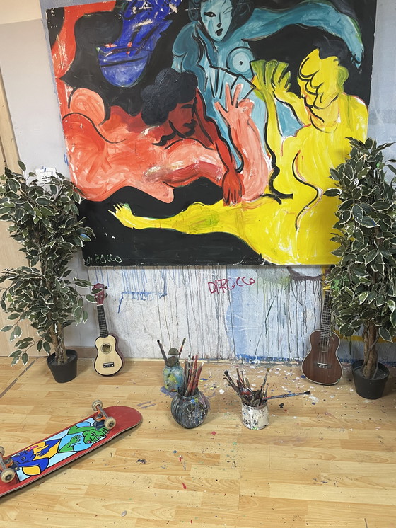 Image 1 of Le giocatrici opera firmata originale Leonardo Di Rocco 150 X 130 cm 