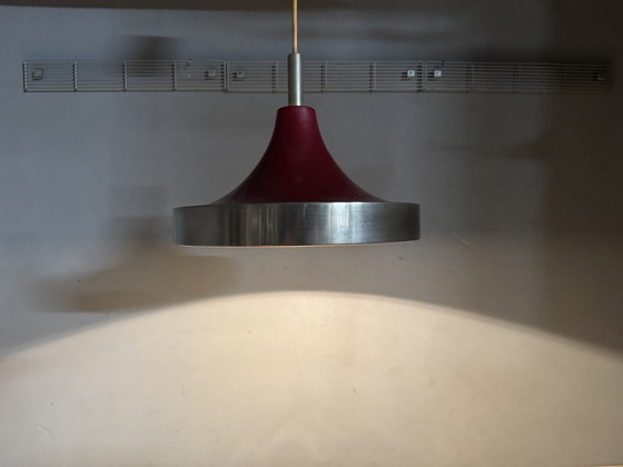 Image 1 of Red metal pendant lamp 1960s