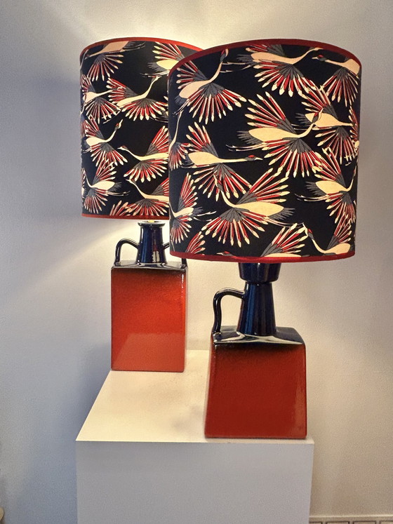 Image 1 of A pair of unique designer lamps by Walter Brecht - West German Pottery