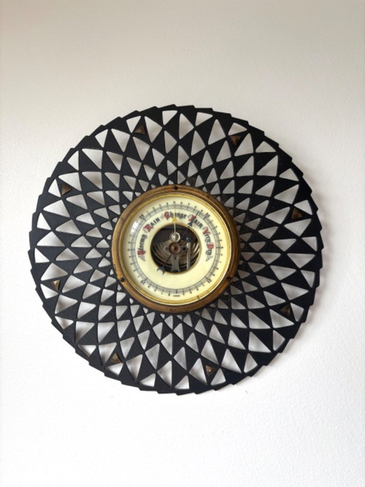 Schönes Vintage MCM Starburst oder Sunburst Barometer 50er 60er Jahre