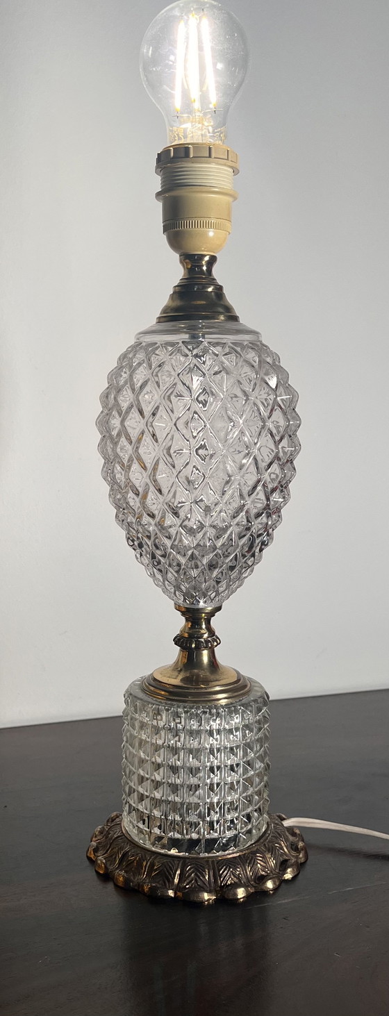 Image 1 of Lampe de table 1960 Ananas en relief Verre poli