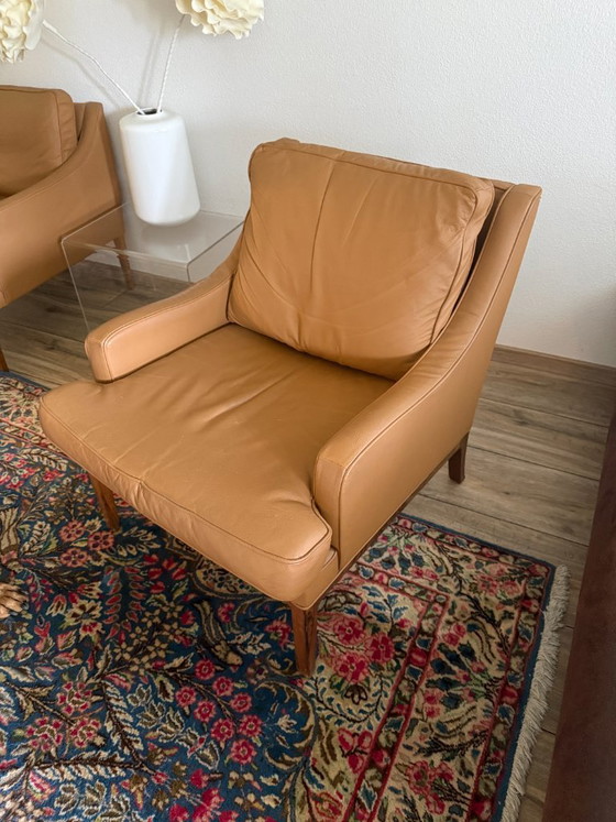 Image 1 of 2x originele Børge Mogensen fauteuil model 2207 Fredericia | leer