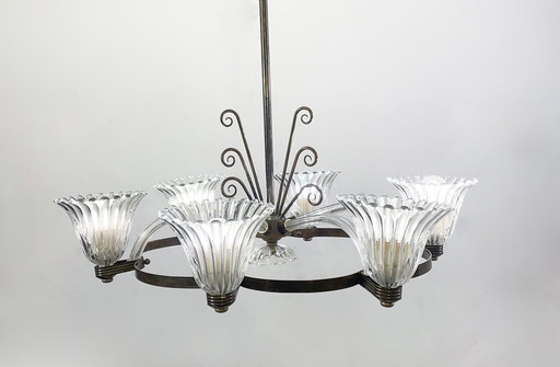 Mid-Century Modern Kronleuchter, Murano, Barovier Stil, 1950S