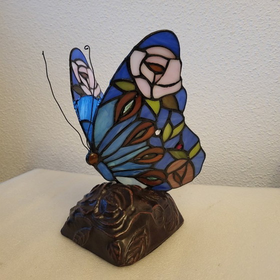 Vlinder glas-in-lood blauw en veelkleurige tafellamp, Tafellampen, Anders, Modern (foto 7 van 9)