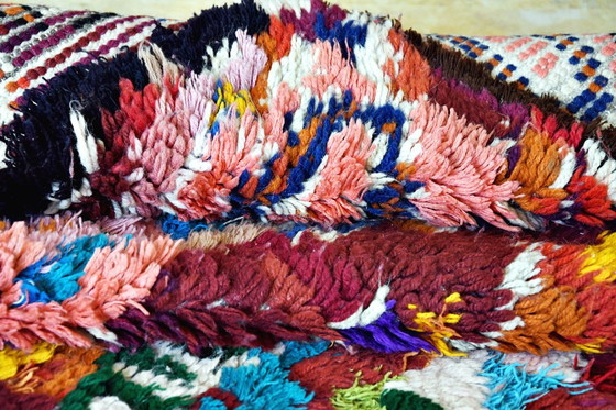 Image 1 of Vintage Marokkaans Boucherouite vloerkleed - 214 x 95 cm