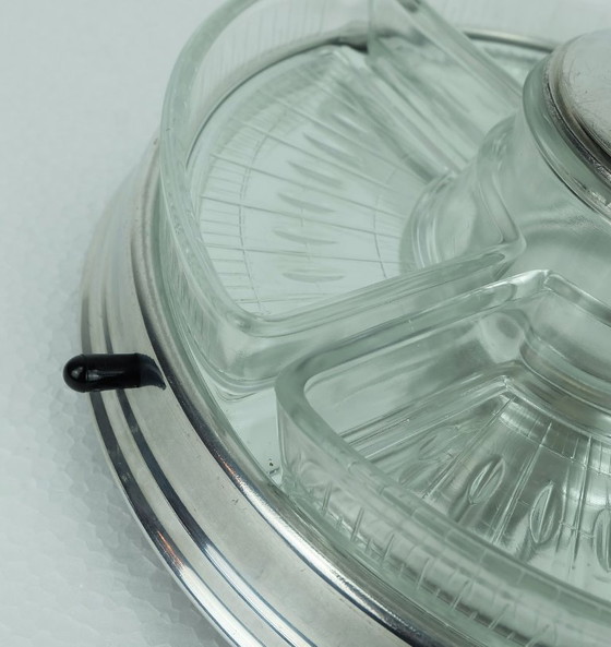 Image 1 of Art-déco-Drehteller, Servierplatte, 5-teiliges Set auf drehbarem Tablett