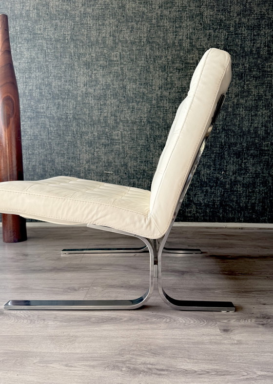 Image 1 of Vintage Italian Lounge Chair in White Leather, 1970s